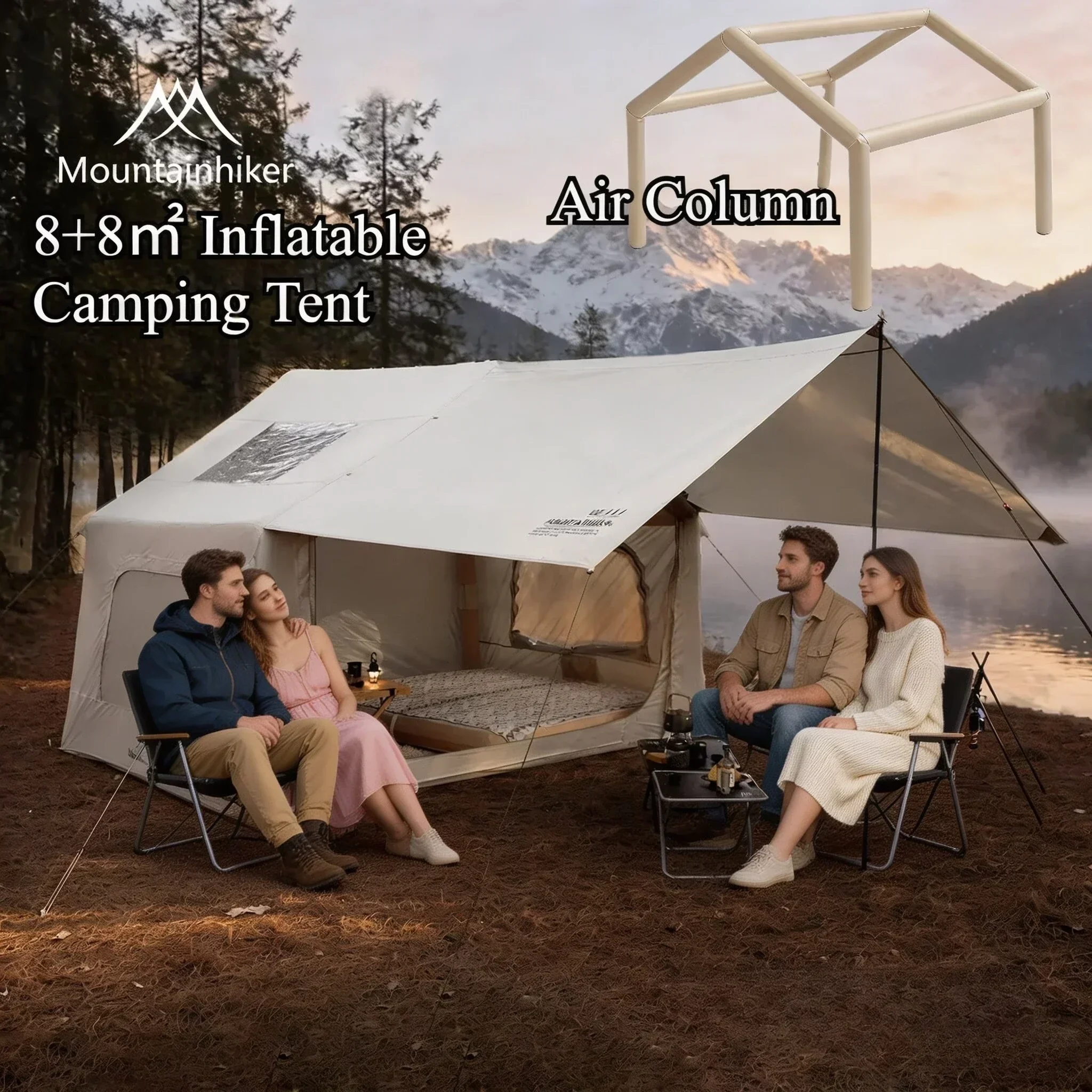 8+8 ㎡   Namiot kempingowy dmuc – Outdoor Camping Inflatable Tent recenzja i cena