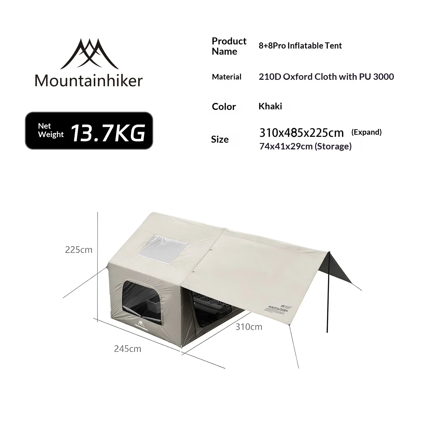 8+8 ㎡   Namiot kempingowy dmuc – Outdoor Camping Inflatable Tent recenzja i cena